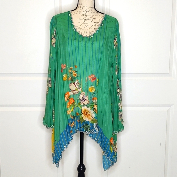 Johnny Was 💚 💙 Stella Flare Sleeve Blouse, Large 🆕 - Picture 8 of 13